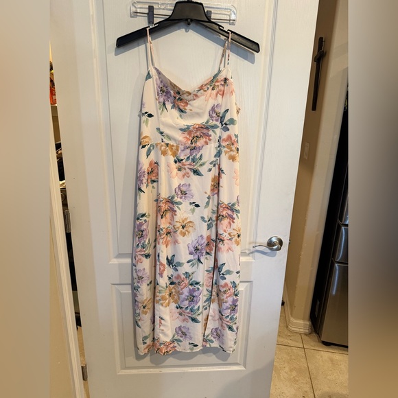 Abercrombie & Fitch women’s cream floral Camille Midi Dress sz XL - Picture 2 of 10